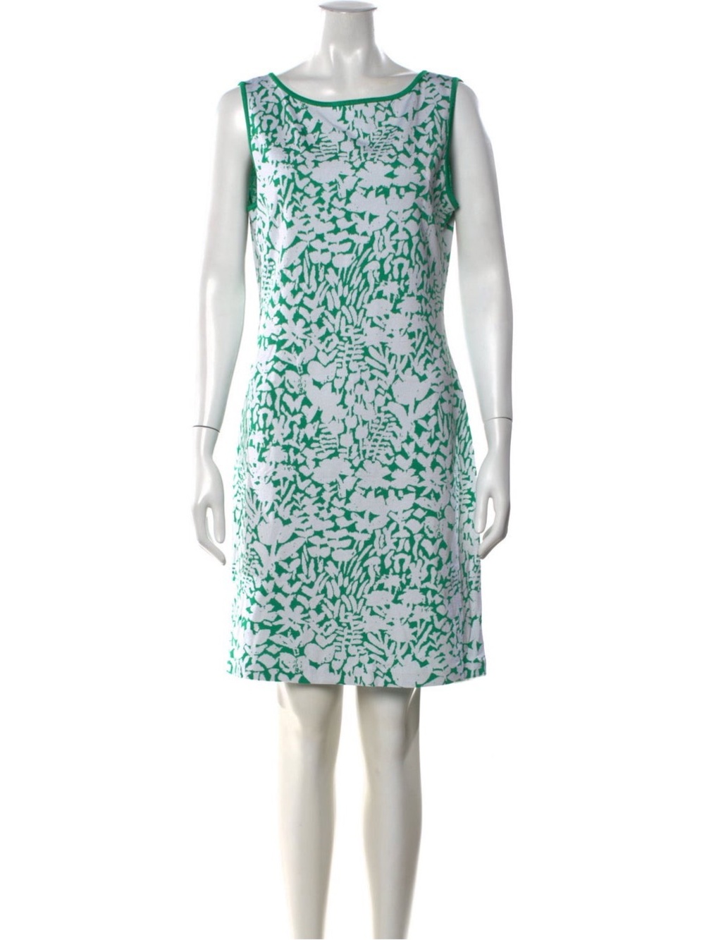 EUC St. John Green and White Floral-Pattern Midi Dress